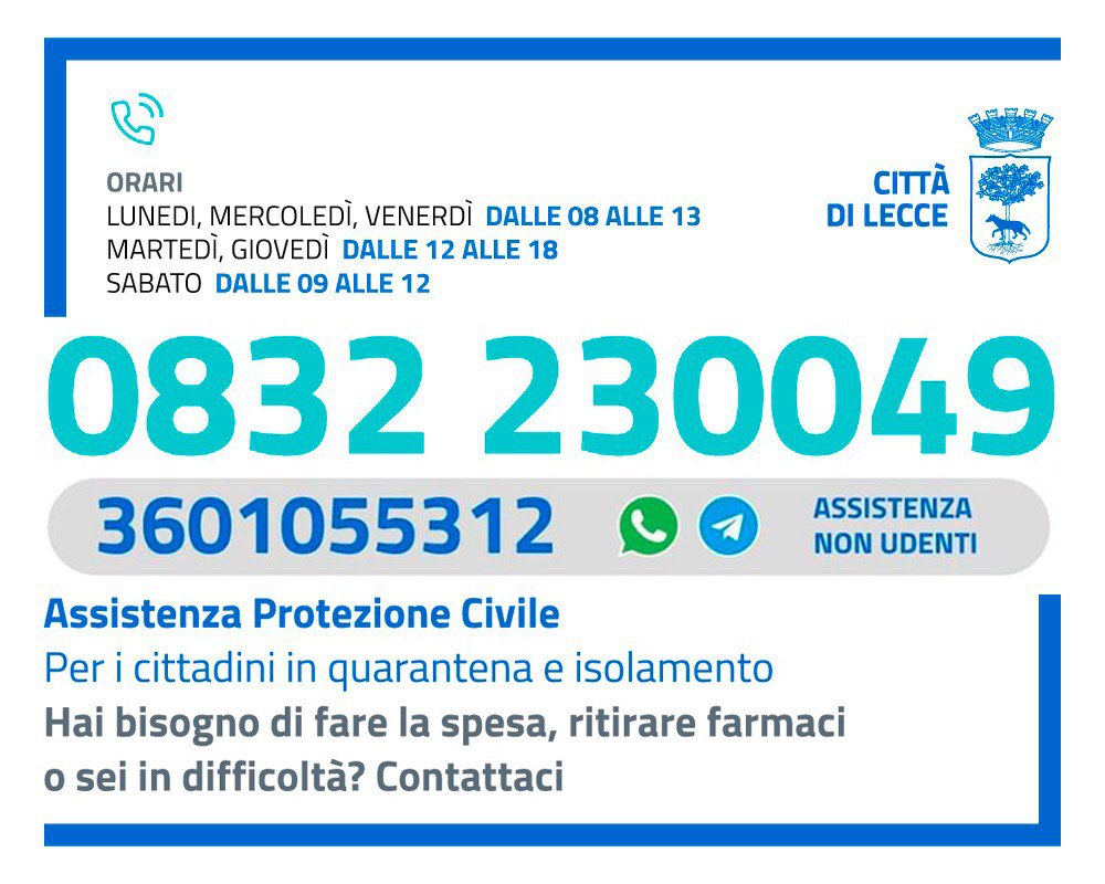 numero assistenza covid Lecce