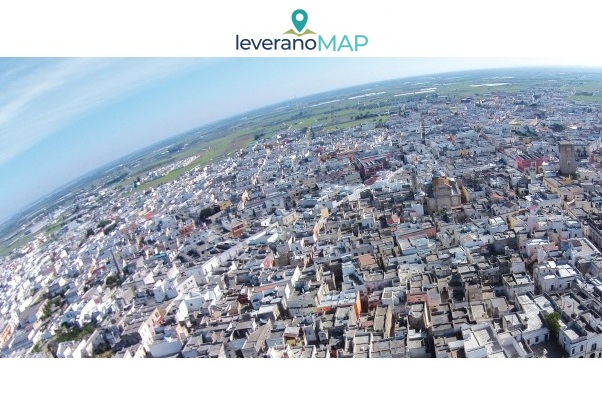 Ripresa aerea del centro urbano del Comune di Leverano